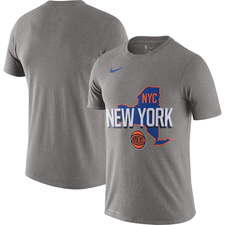 Men 2020 NBA Nike New York Knicks Heather Gray 201920 City Edition Hometown Performance TShirt->chicago bulls->NBA Jersey